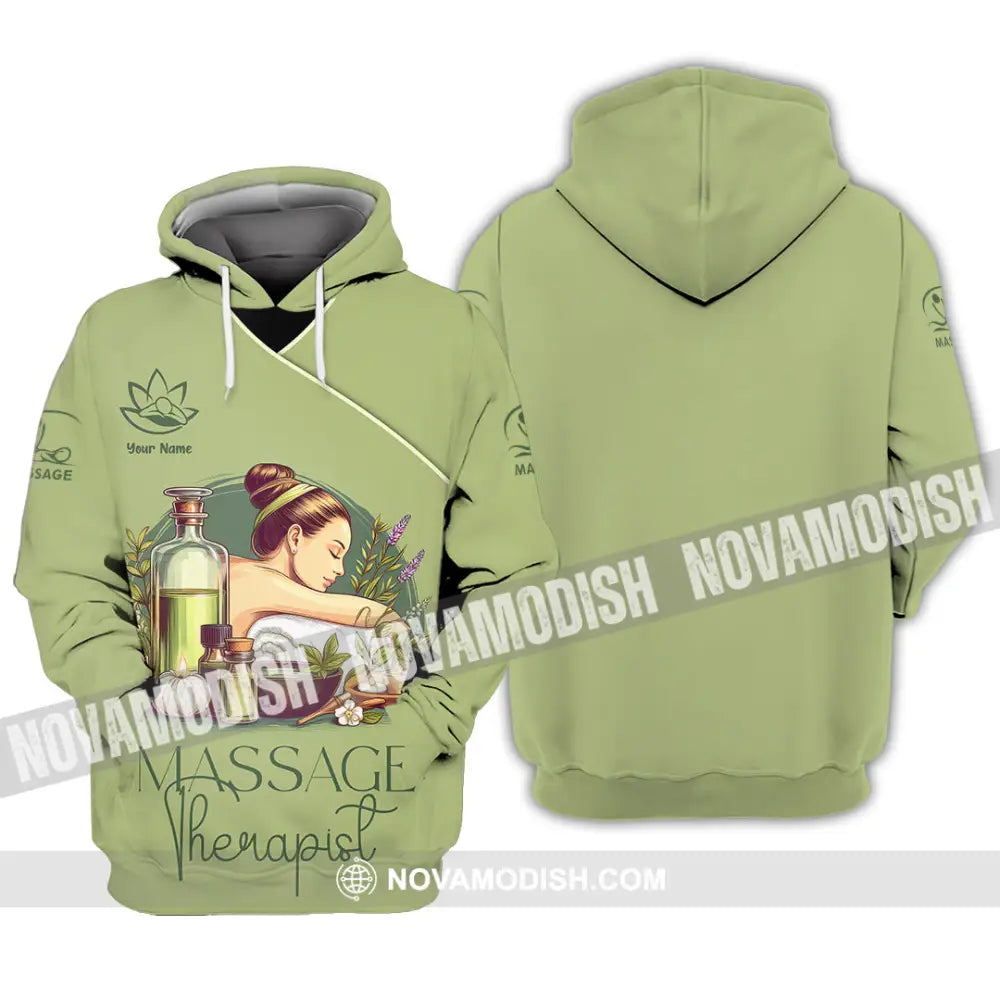 Unisex Shirt - Custom Name Shirt Green Tea Massage Therapist Hoodie / S T-shirt