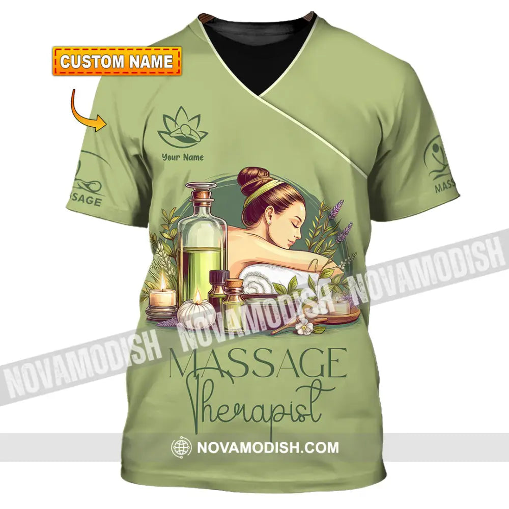 Unisex Shirt - Custom Name Shirt Green Tea Massage Therapist T-shirt
