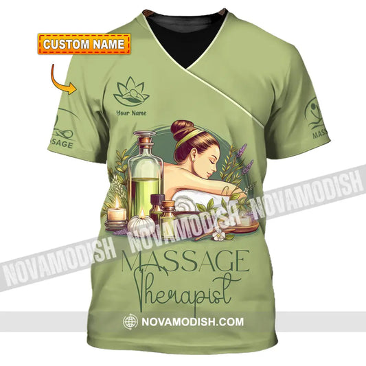 Unisex Shirt - Custom Name Shirt Green Tea Massage Therapist T-shirt