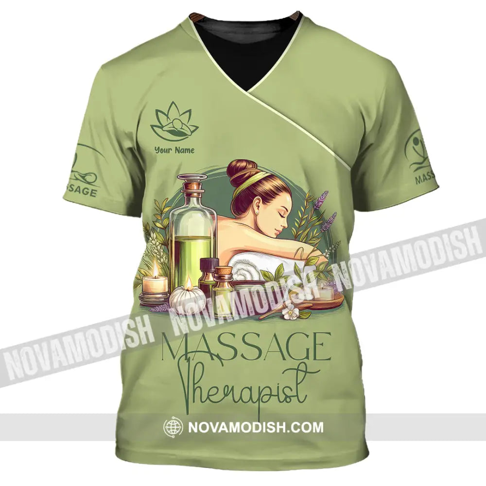 Unisex Shirt - Custom Name Shirt Green Tea Massage Therapist T-Shirt / S T-shirt