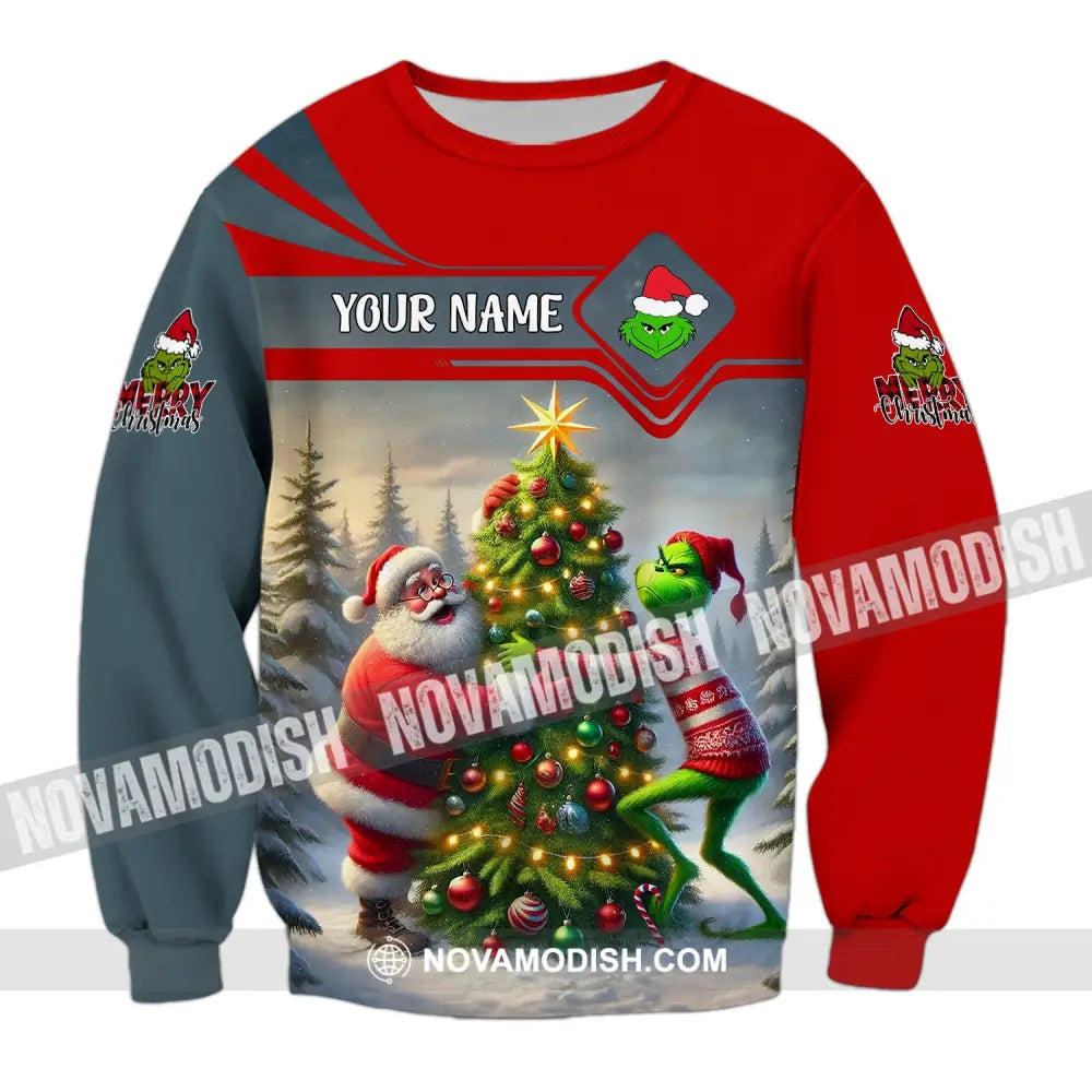 Unisex Shirt Custom Name Grinch Christmas Merry Grinchmas Gift Long Sleeve / S T-Shirt