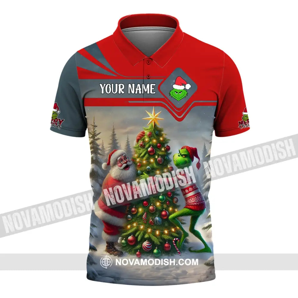 Unisex Shirt Custom Name Grinch Christmas Merry Grinchmas Gift Polo / S T-Shirt