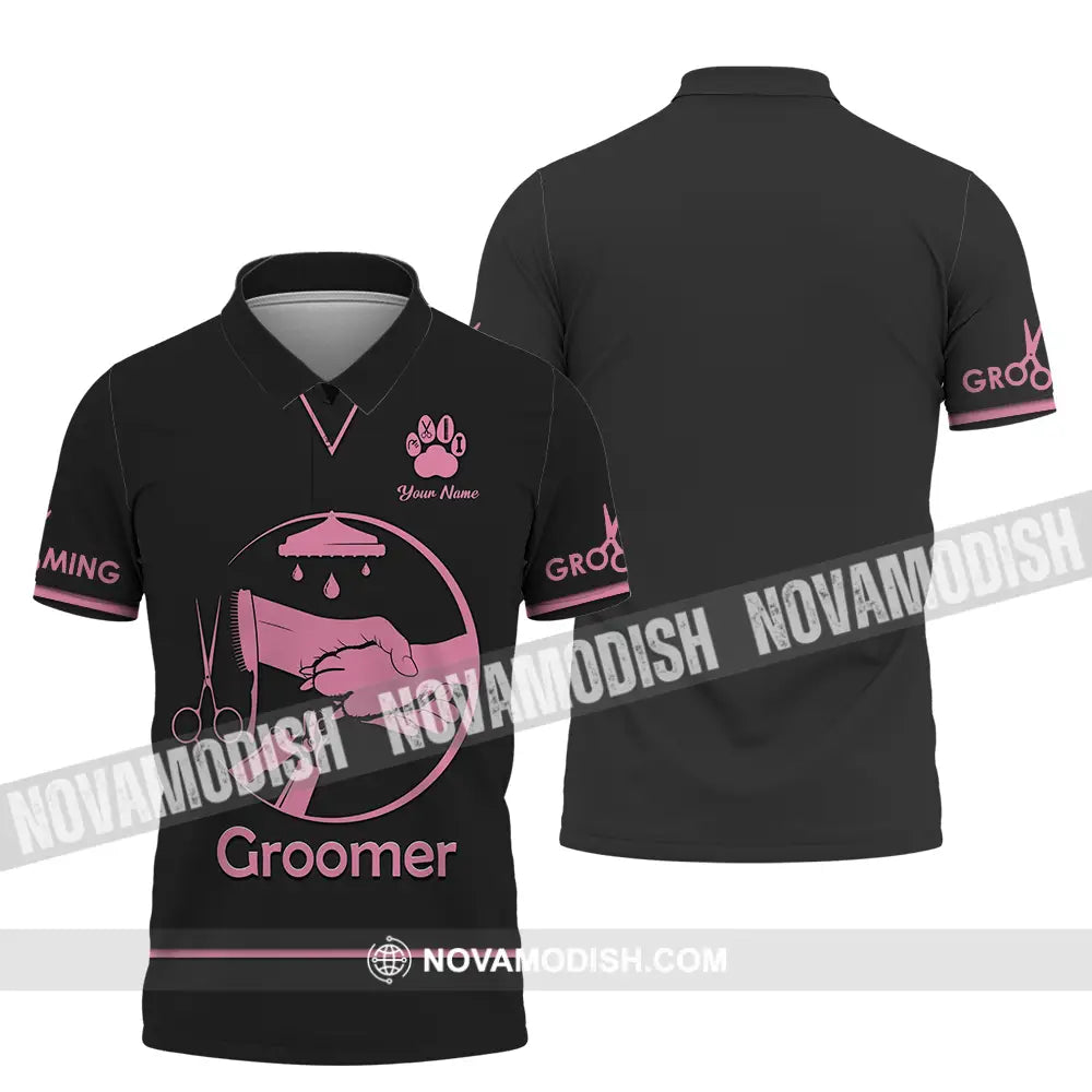 Unisex Shirt - Custom Name Groomer Shirt Grooming Polo Shirt / S T-shirt
