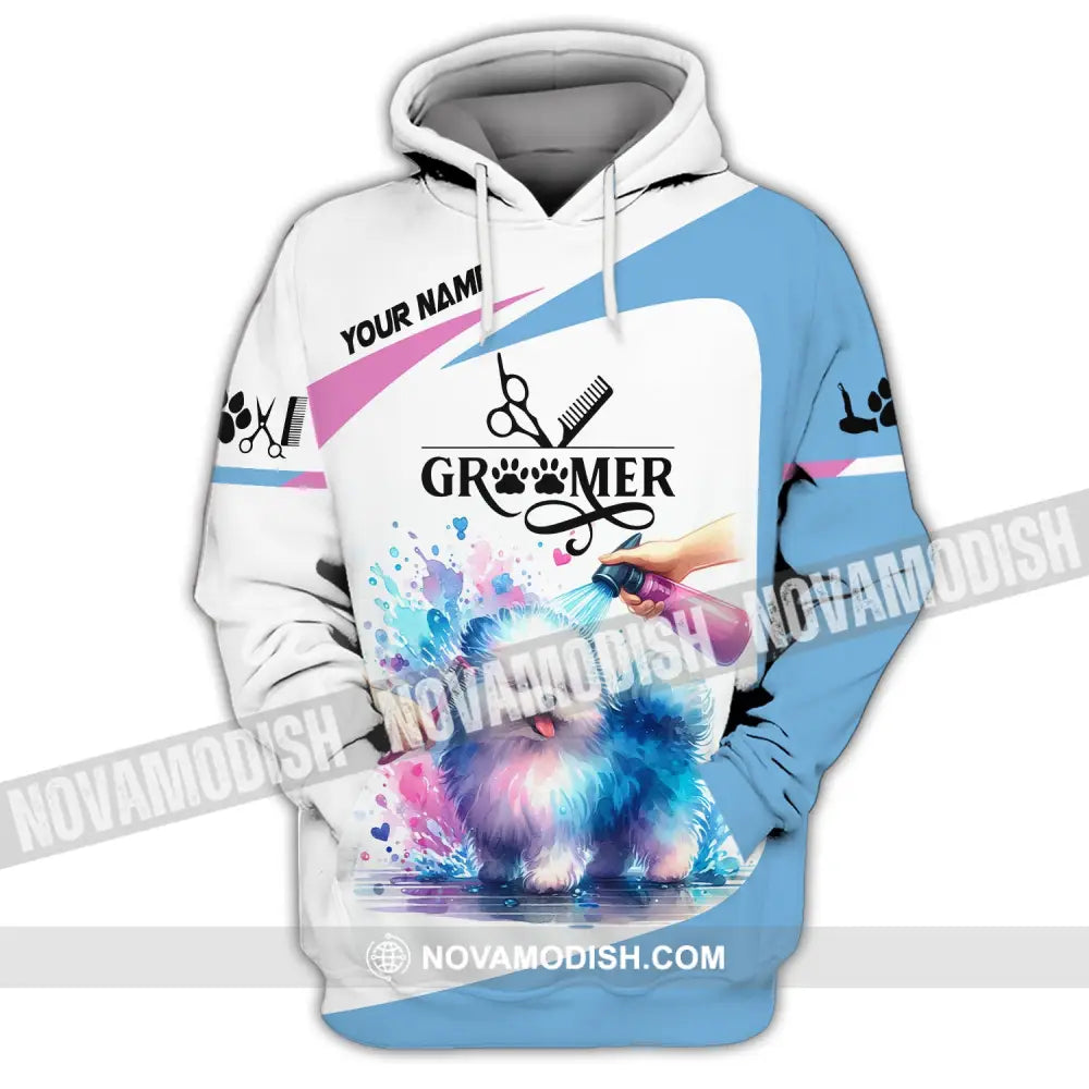 Unisex Shirt Custom Name Groomer Grooming T-Shirt Pet Apparel Hoodie / S