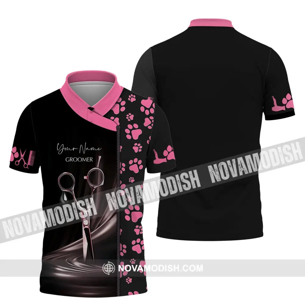 Unisex Shirt - Custom Name Shirt - Groomer Paws Custom Name Shirt Polo Shirt / S T-shirt