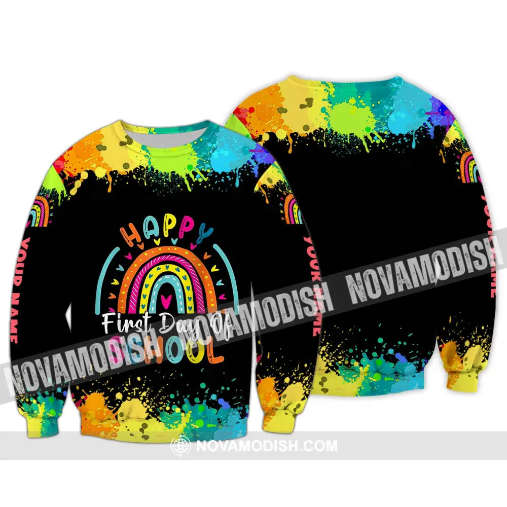Unisex Shirt - Custom Name Happy First Day Of School Shirt Long Sleeve / S T-shirt