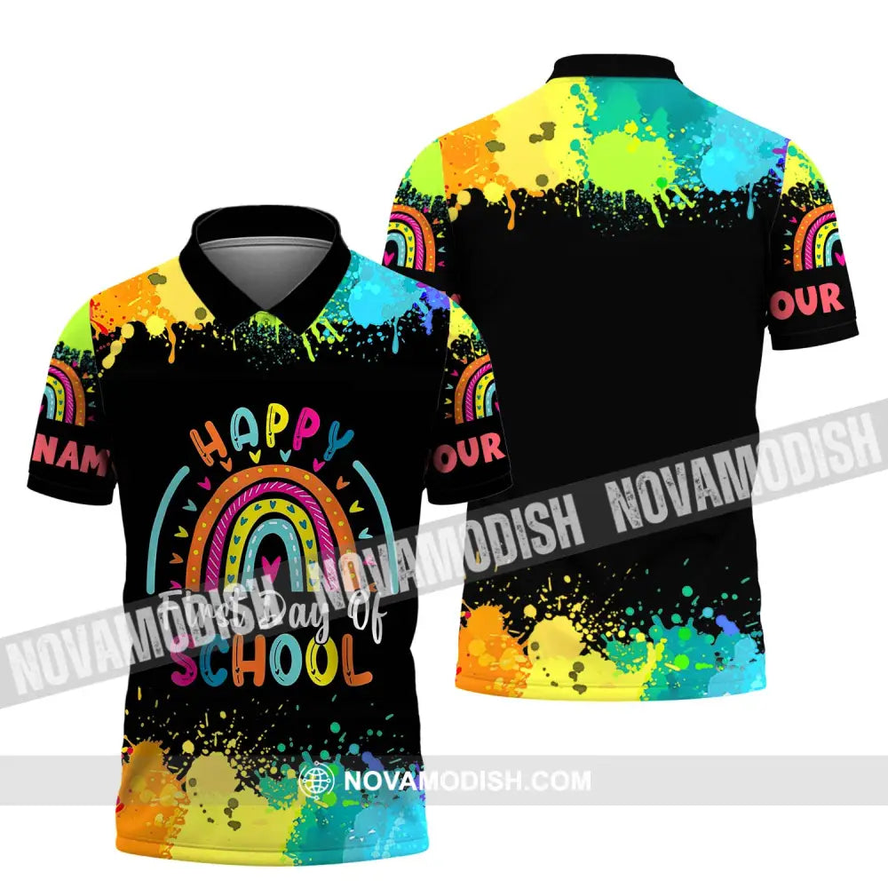 Unisex Shirt - Custom Name Happy First Day Of School Shirt Polo Shirt / S T-shirt