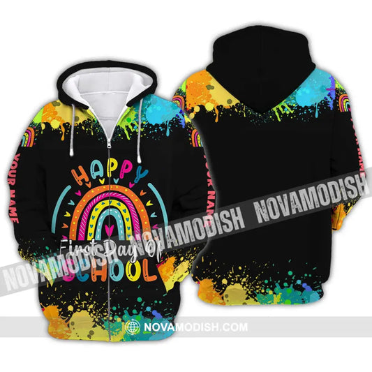 Unisex Shirt - Custom Name Happy First Day Of School Shirt Zipper Hoodie / S T-shirt