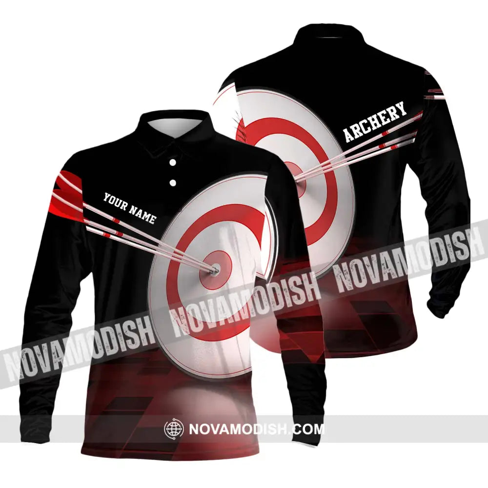 Unisex Shirt - Custom Name Hit The Archery Darts Shirt Long Sleeve Polo / S T-shirt