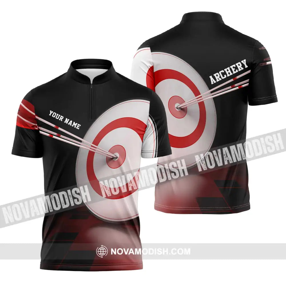 Unisex Shirt - Custom Name Hit The Archery Darts Shirt Zipper Polo Shirt / S T-shirt