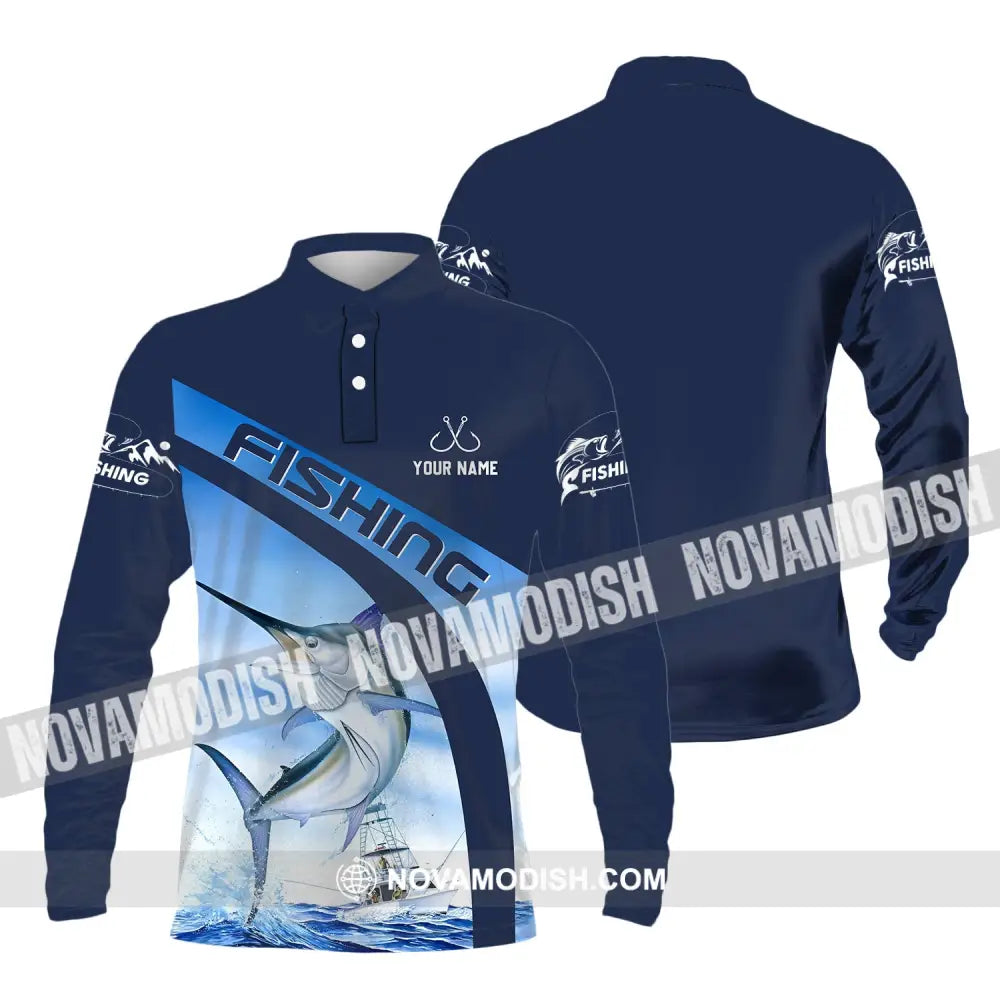Unisex Shirt - Custom Name Hook Fishing Shirt Long Sleeve Polo / S T-shirt