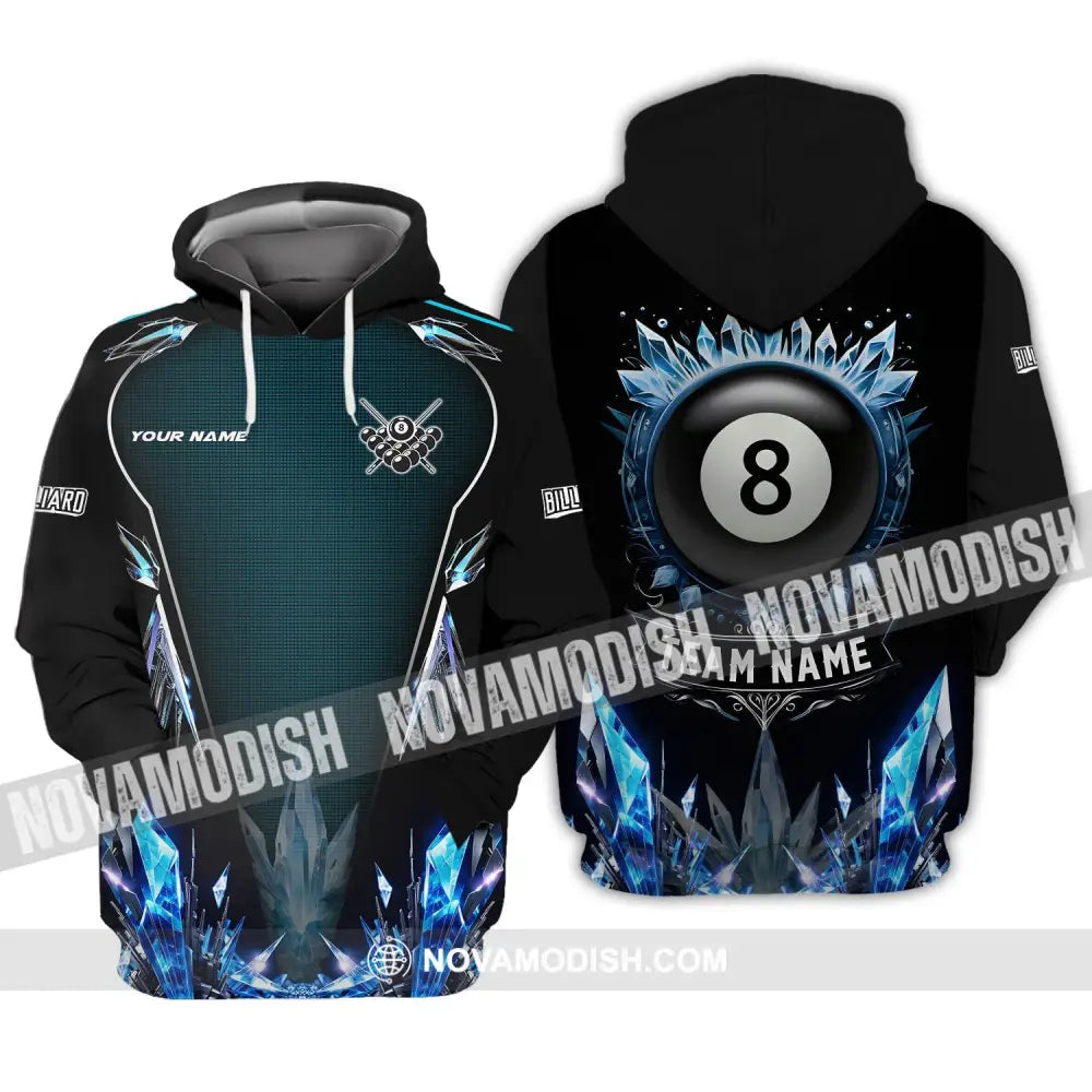 Unisex Shirt - Custom Name Shirt Ice Billiards Balls Number 8 Hoodie / S T-shirt