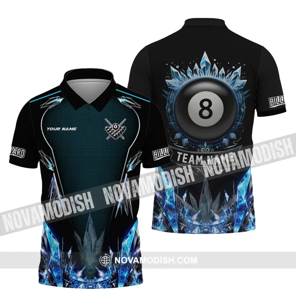 Unisex Shirt - Custom Name Shirt Ice Billiards Balls Number 8 Polo Shirt / S T-shirt