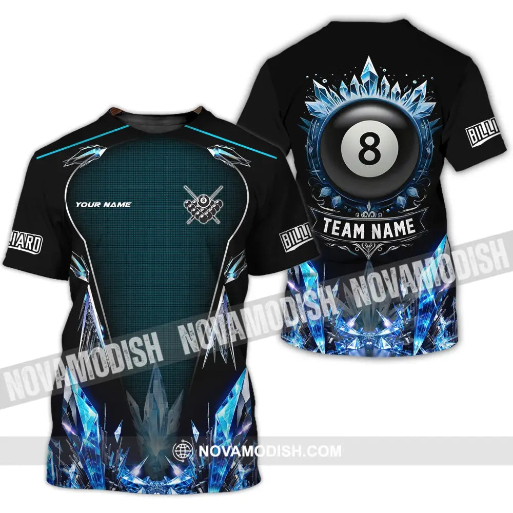 Unisex Shirt - Custom Name Shirt Ice Billiards Balls Number 8 T-Shirt / S T-shirt