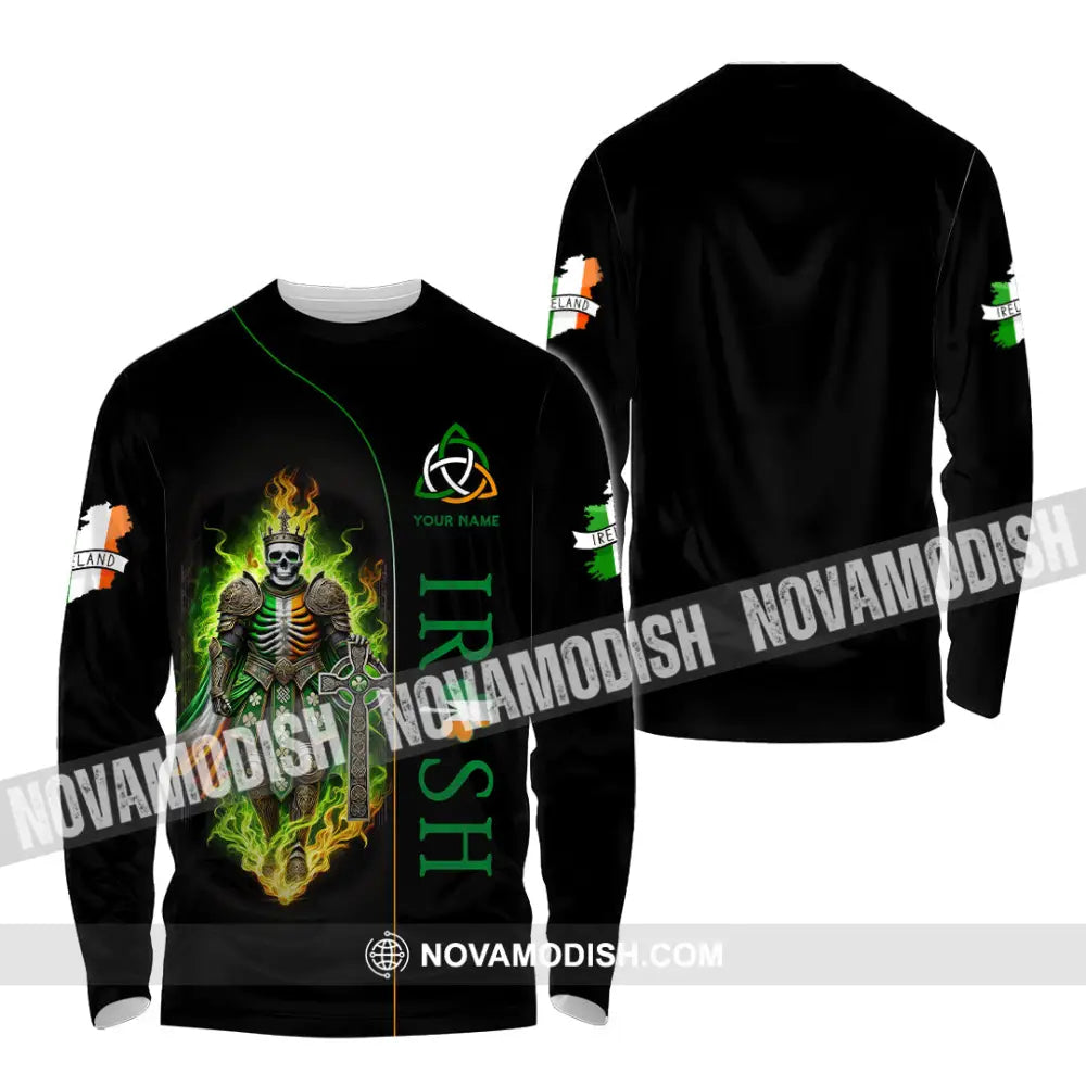 Unisex Shirt Custom Name Ireland Irish Polo Long Sleeve / S T-Shirt
