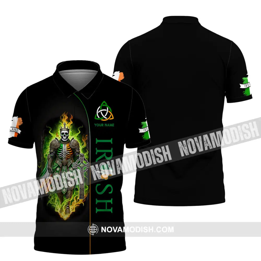 Unisex Shirt Custom Name Ireland Irish Polo Long Sleeve / S T-Shirt