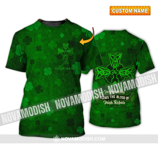 Unisex Shirt - Custom Name Shirt - Irish Patrick’s Day Gift Happy Saint Patrick’s Day In My Veins Flows The Blood Of