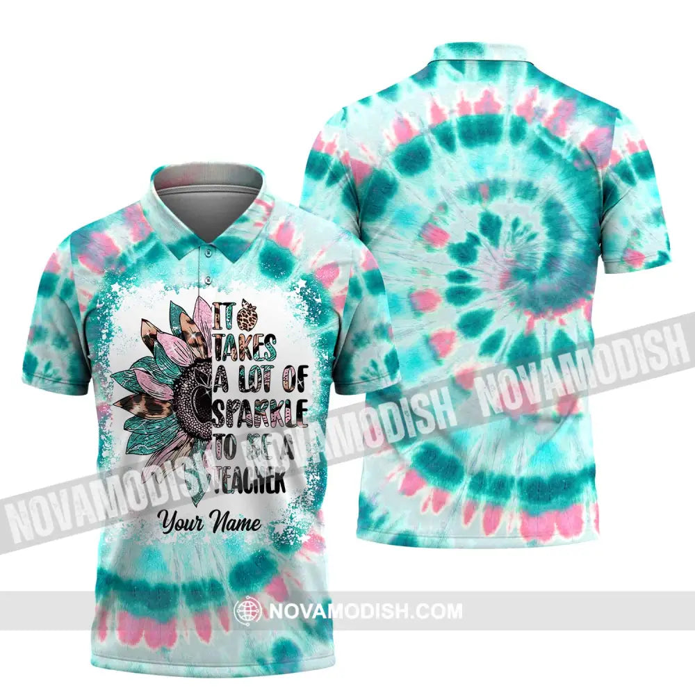 Unisex Shirt - Custom Name Shirt It Takes A Lot Of Sparkle To Be A Teacher Polo Shirt / S T-shirt