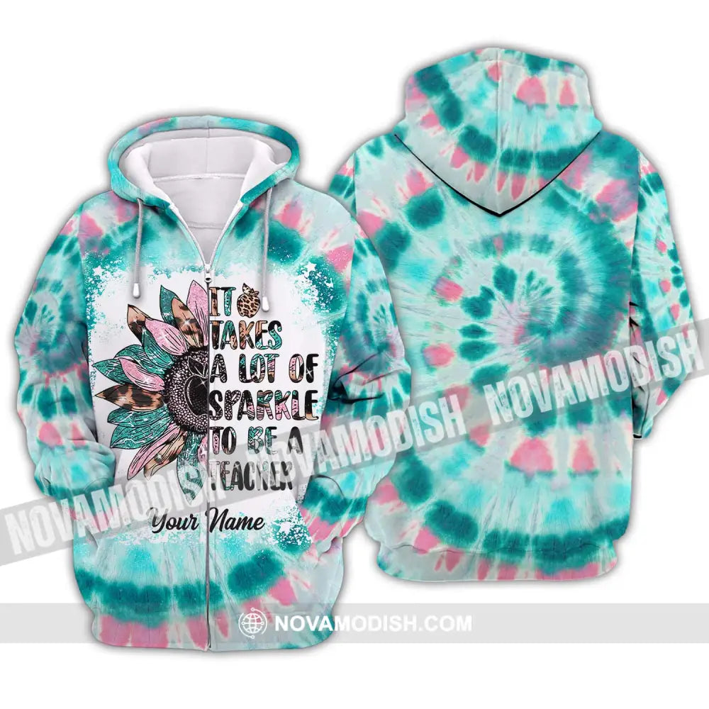 Unisex Shirt - Custom Name Shirt It Takes A Lot Of Sparkle To Be A Teacher Zipper Hoodie / S T-shirt