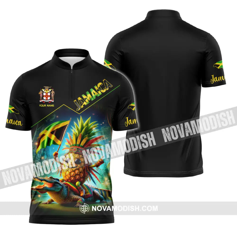 Unisex Shirt Custom Name Jamaica Gift For Lover Zipper Polo / S T-Shirt