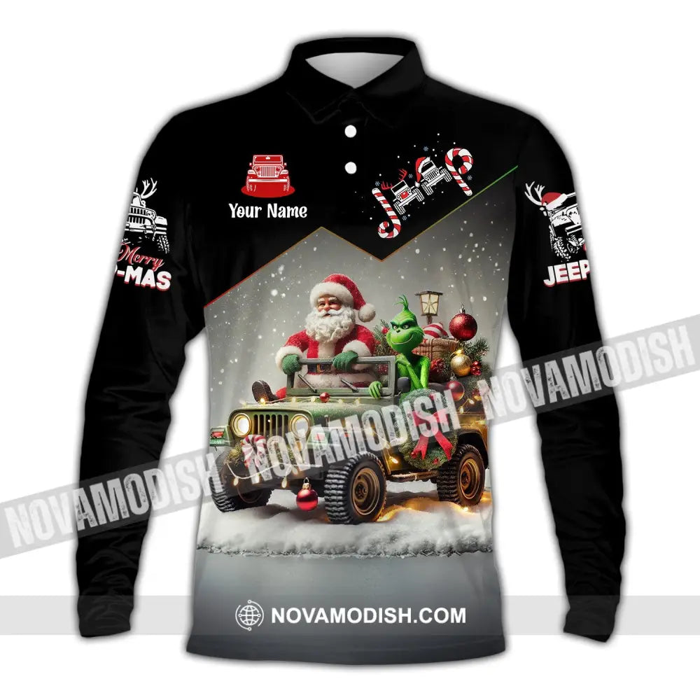 Unisex Shirt Custom Name Jeep Gladiator Christmas Polo Long Sleeve / S T-Shirt