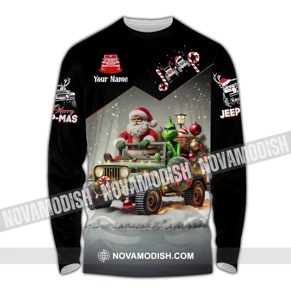 Unisex Shirt Custom Name Jeep Gladiator Christmas Polo Long Sleeve / S T-Shirt
