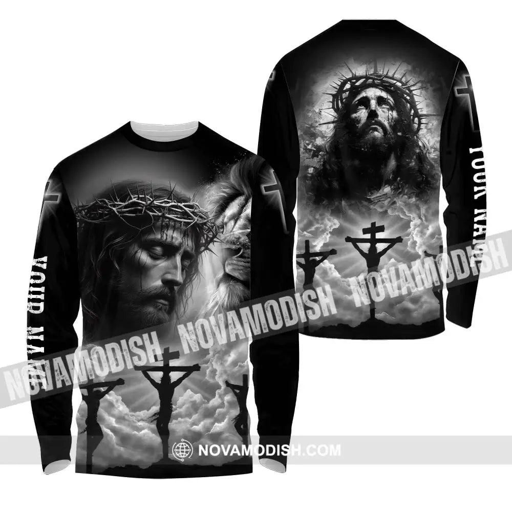 Unisex Shirt - Custom Name Jesus Shirt Black Long Sleeve Shirt / S T-shirt