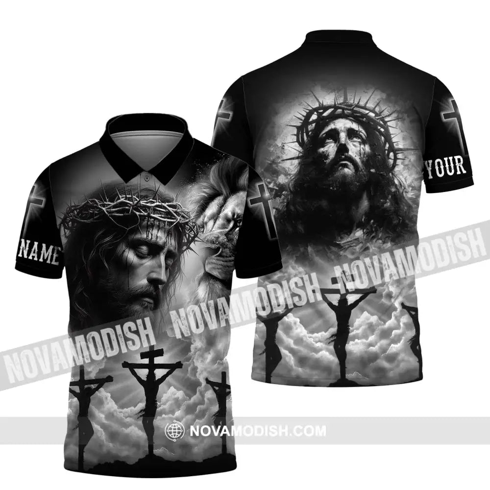Unisex Shirt - Custom Name Jesus Shirt Black Polo Shirt / S T-shirt