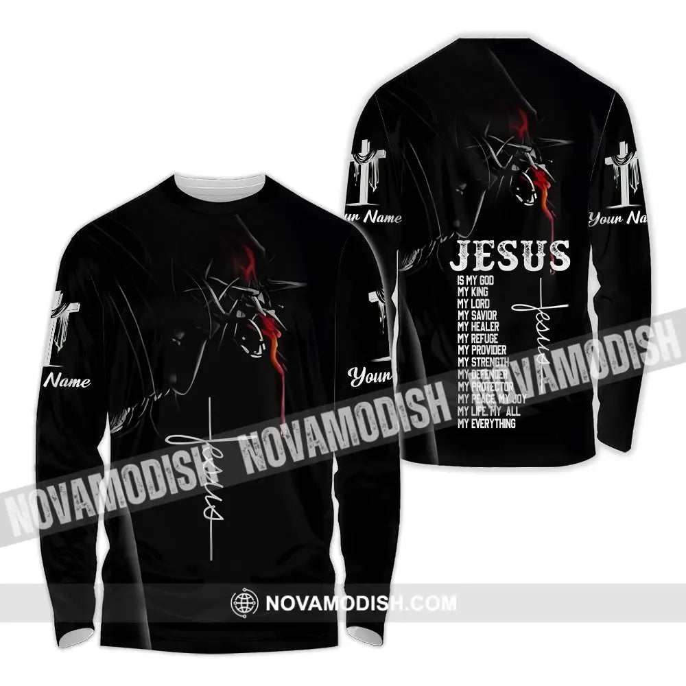 Unisex Shirt - Custom Name Jesus Shirt Jesus Is My God Long Sleeve Shirt / S T-shirt