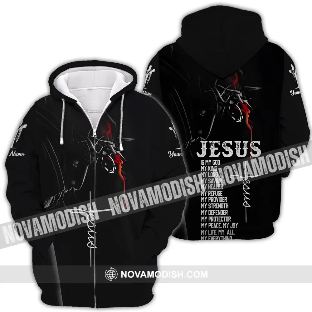 Unisex Shirt - Custom Name Jesus Shirt Jesus Is My God Zipper Hoodie / S T-shirt