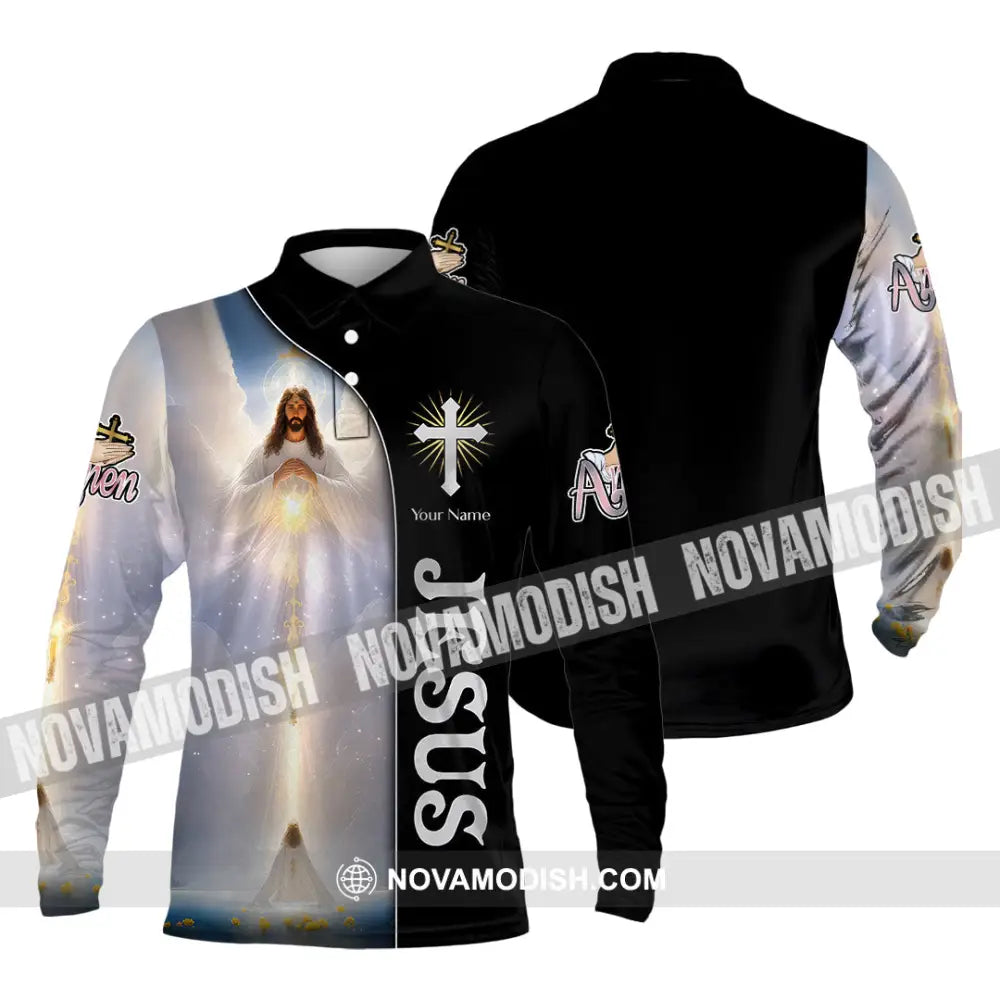 Unisex Shirt Custom Name Jesus Love Hoodie Polo Long Sleeve Gift For Christian / S T-Shirt