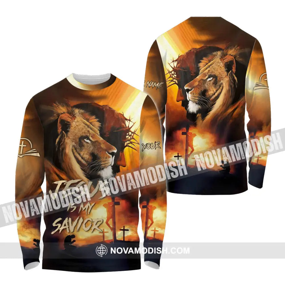 Unisex Shirt - Custom Name Jesus Shirt My Lion Savior Long Sleeve Shirt / S T-shirt
