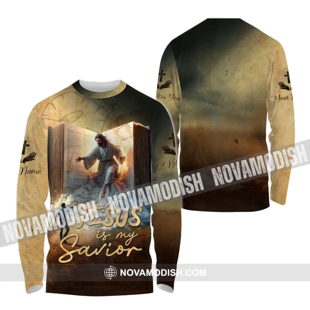 Unisex Shirt - Custom Name Jesus Shirt My Savior Long Sleeve Shirt / S T-shirt