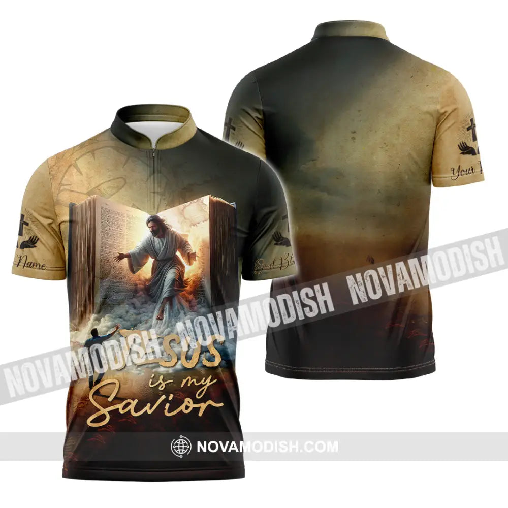 Unisex Shirt - Custom Name Jesus Shirt My Savior Zipper Polo Shirt / S T-shirt