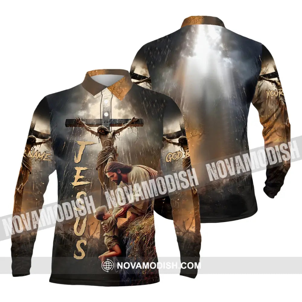 Unisex Shirt - Custom Name Jesus Saving Shirt Long Sleeve Polo / S T-shirt