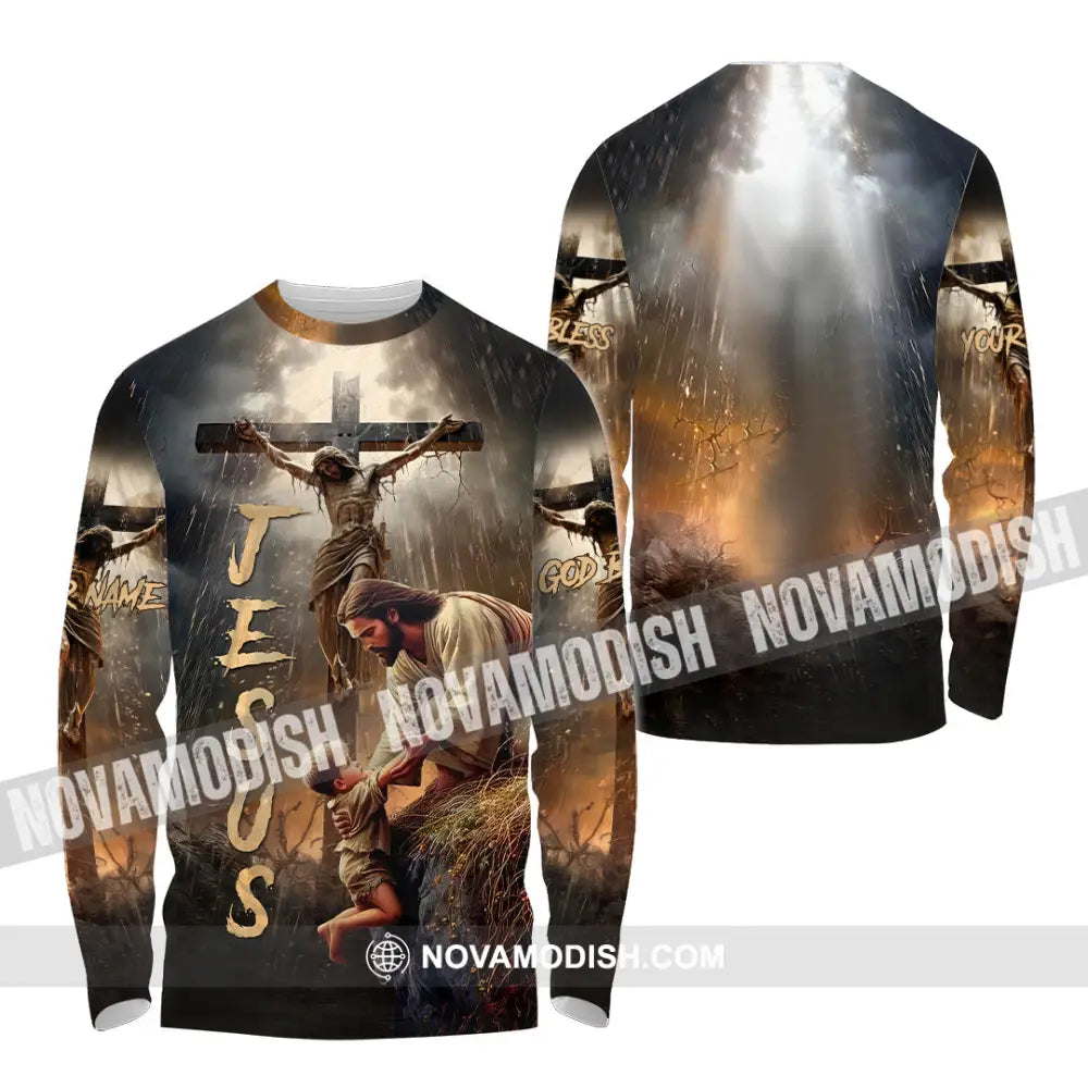 Unisex Shirt - Custom Name Jesus Saving Shirt Long Sleeve Shirt / S T-shirt