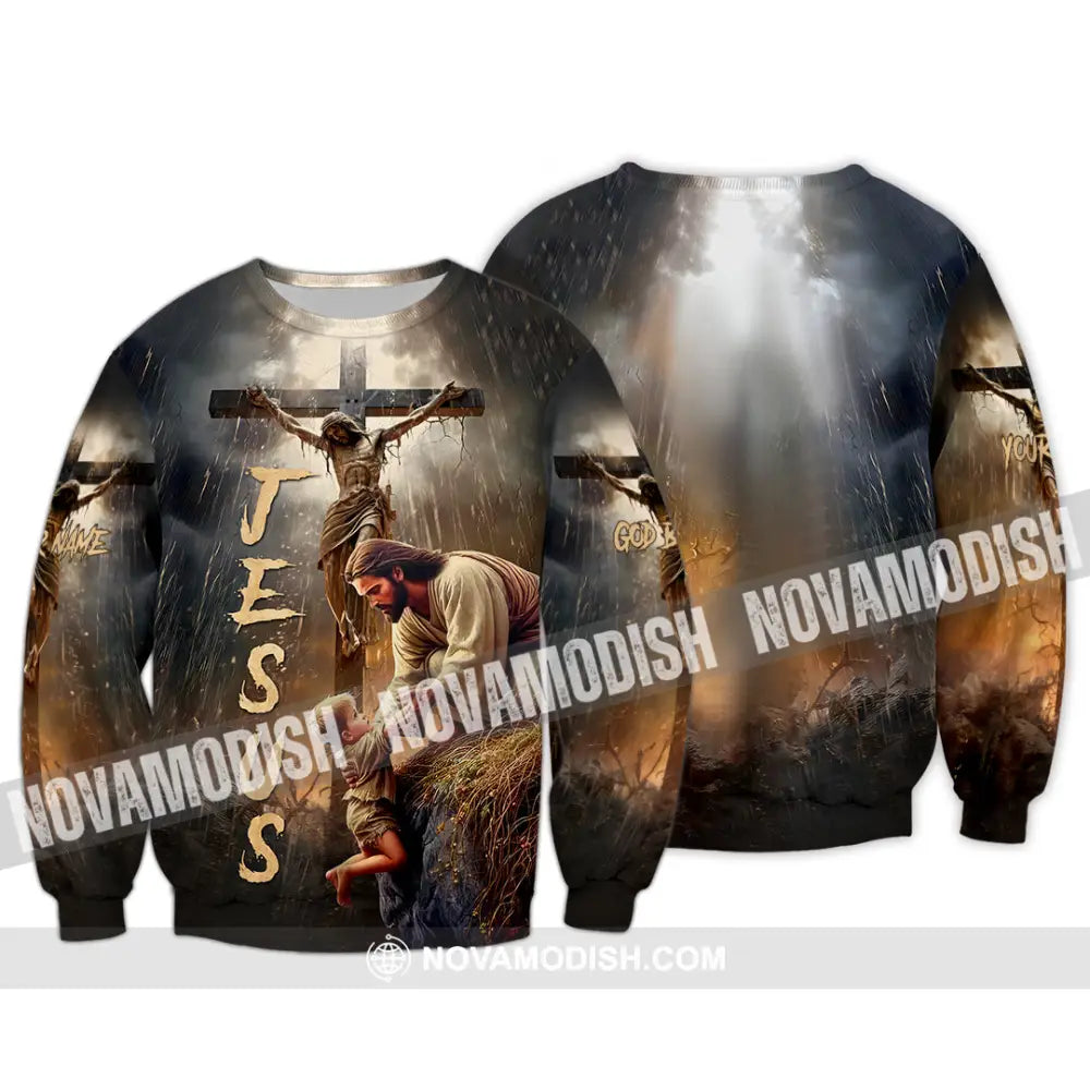 Unisex Shirt - Custom Name Jesus Saving Shirt Long Sleeve / S T-shirt
