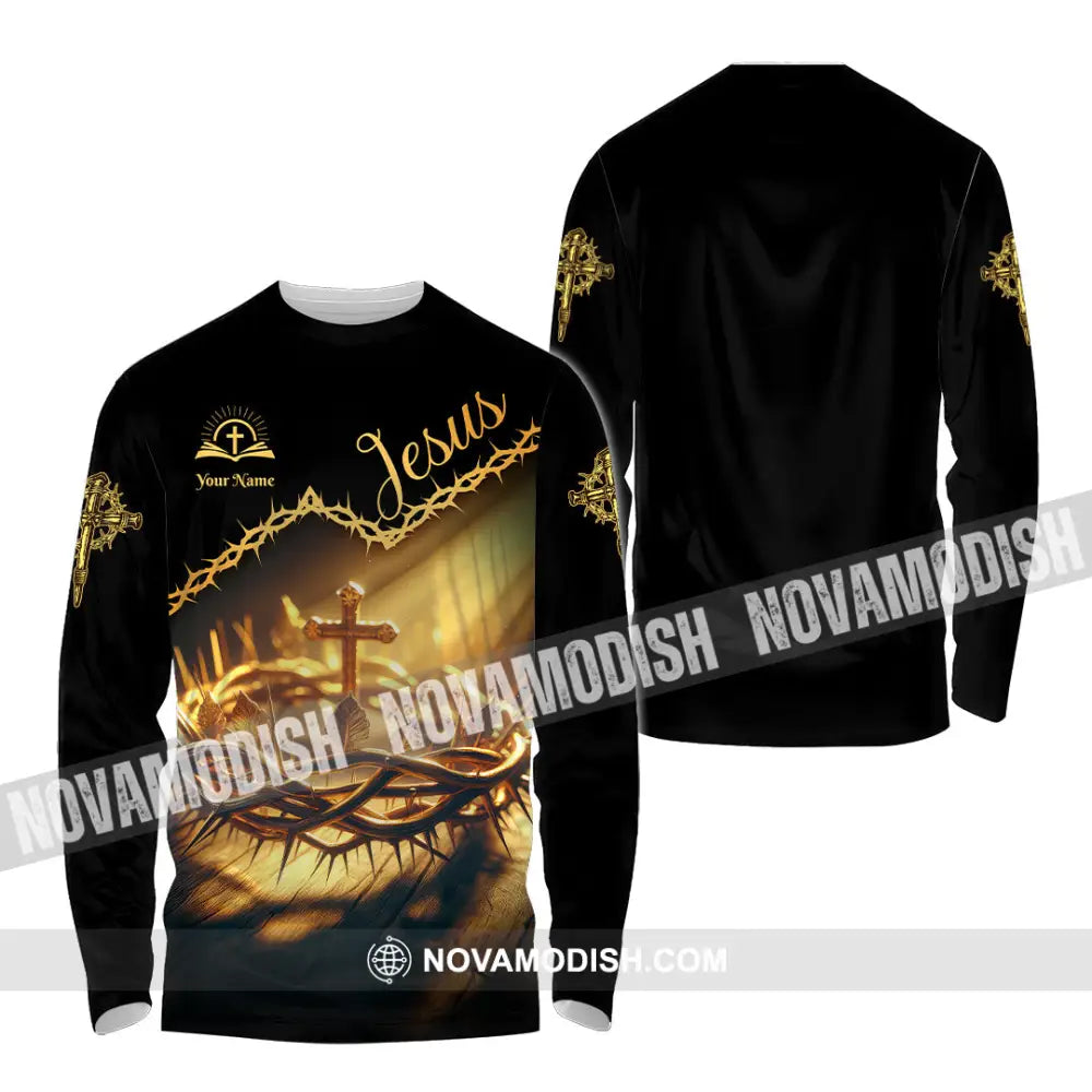 Unisex Shirt - Custom Name Jesus Thorny Branch Shirt Long Sleeve Shirt / S T-shirt