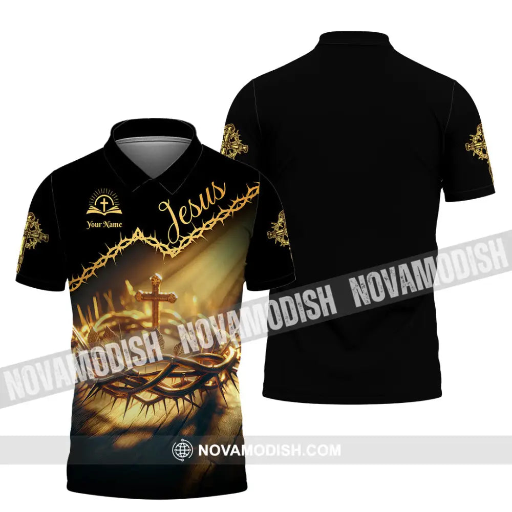 Unisex Shirt - Custom Name Jesus Thorny Branch Shirt Polo Shirt / S T-shirt