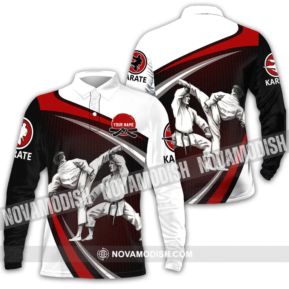 Unisex Shirt - Custom Name Karate Shirt Combat Long Sleeve Polo / S T-shirt