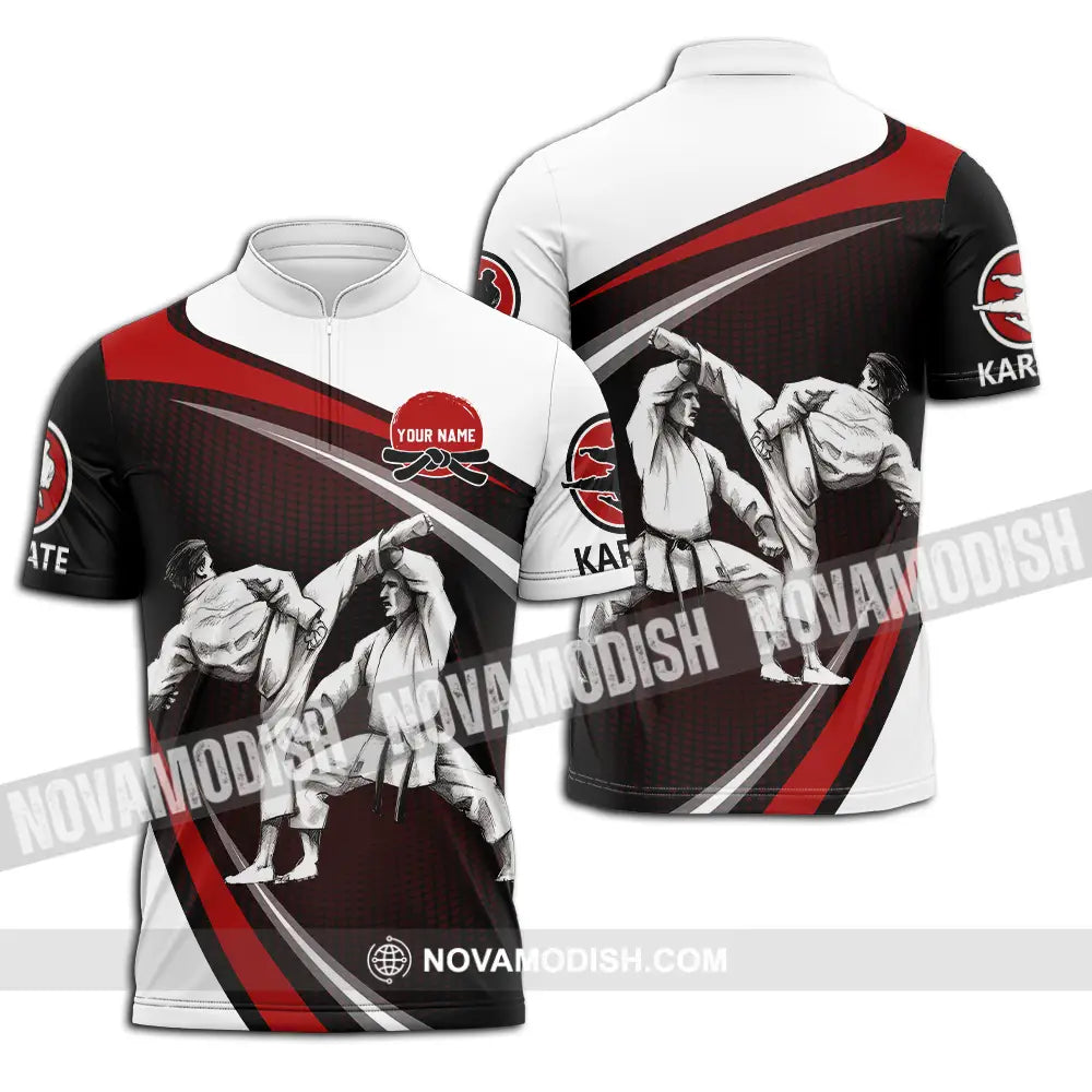 Unisex Shirt - Custom Name Karate Shirt Combat Zipper Polo Shirt / S T-shirt