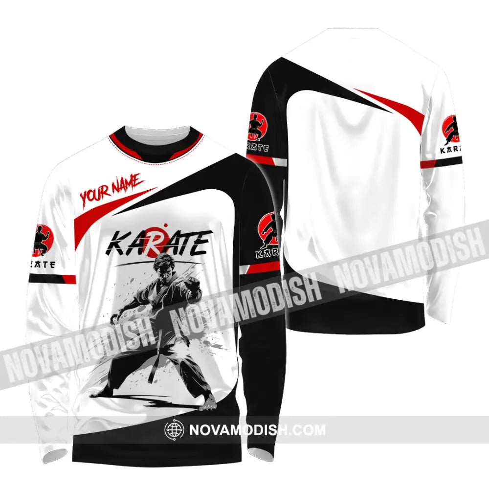 Unisex Shirt - Custom Name Karate Sport Shirt Fighter Long Sleeve Shirt / S T-shirt