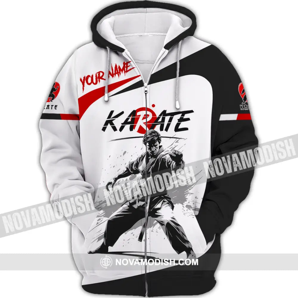 Unisex Shirt - Custom Name Karate Sport Shirt Fighter Zipper Hoodie / S T-shirt