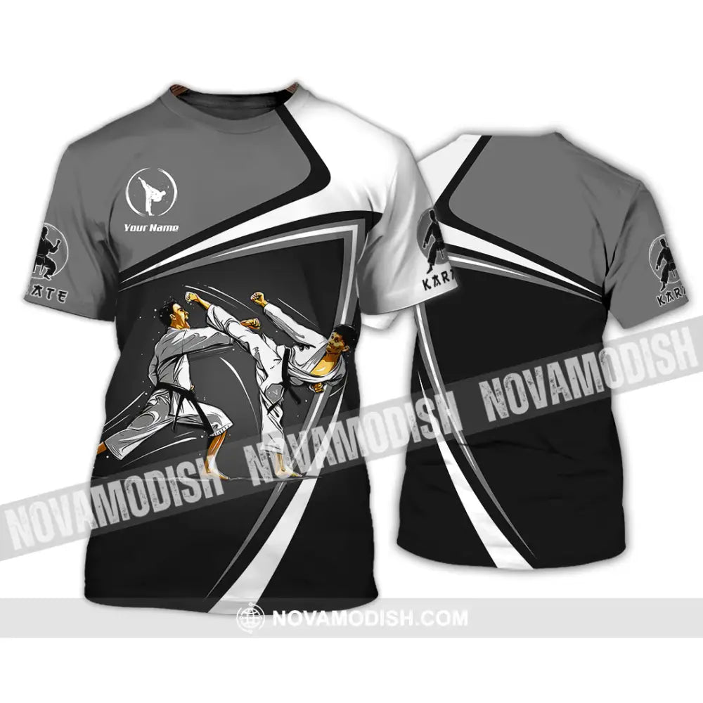 Unisex Shirt - Custom Name Karate Sport Shirt Grey Fighter T-Shirt / S T-shirt