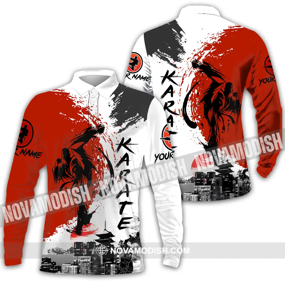 Unisex Shirt - Custom Name Karate Shirt Tradition Long Sleeve Polo / S T-shirt