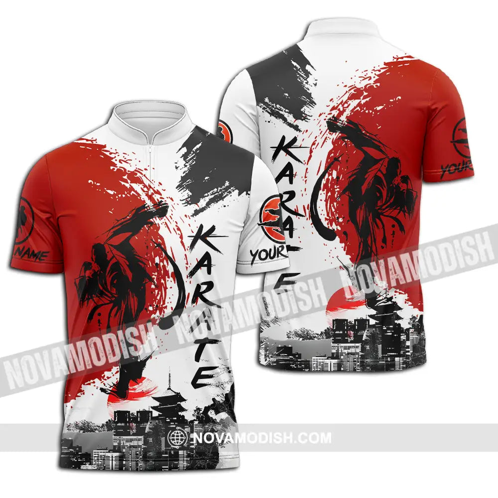Unisex Shirt - Custom Name Karate Shirt Tradition Zipper Polo Shirt / S T-shirt