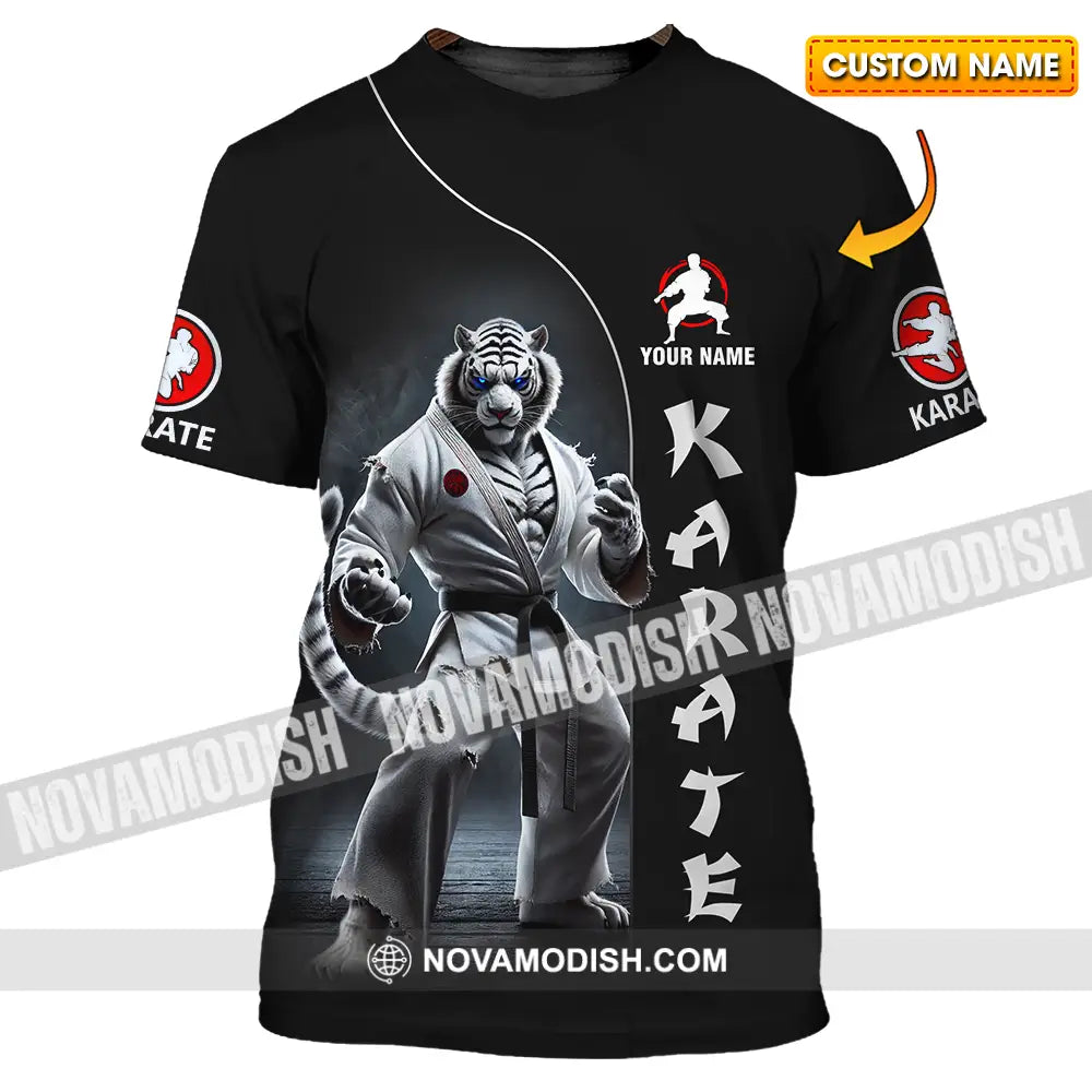 Unisex Shirt - Custom Name Karate Shirt White Tiger T-shirt