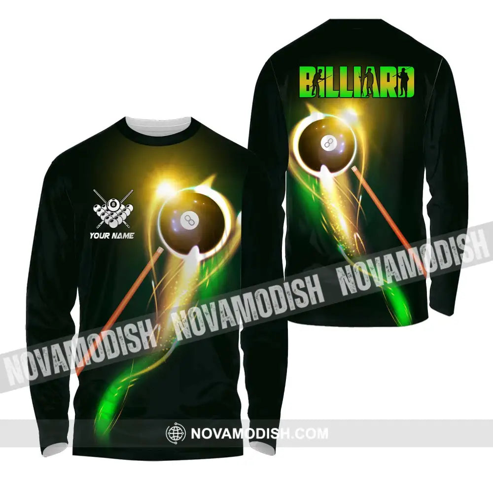 Unisex Shirt - Custom Name Light Billiard Player Shirt Long Sleeve Shirt / S T-shirt
