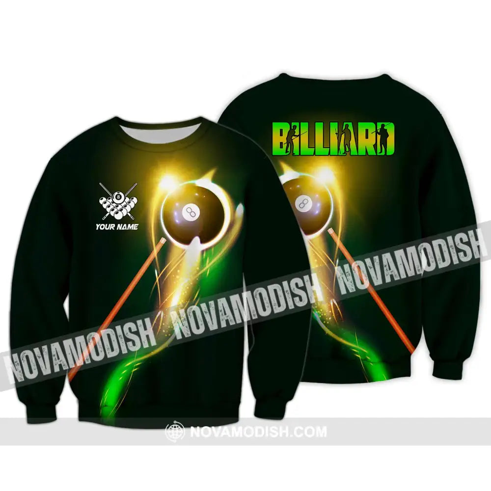 Unisex Shirt - Custom Name Light Billiard Player Shirt Long Sleeve / S T-shirt