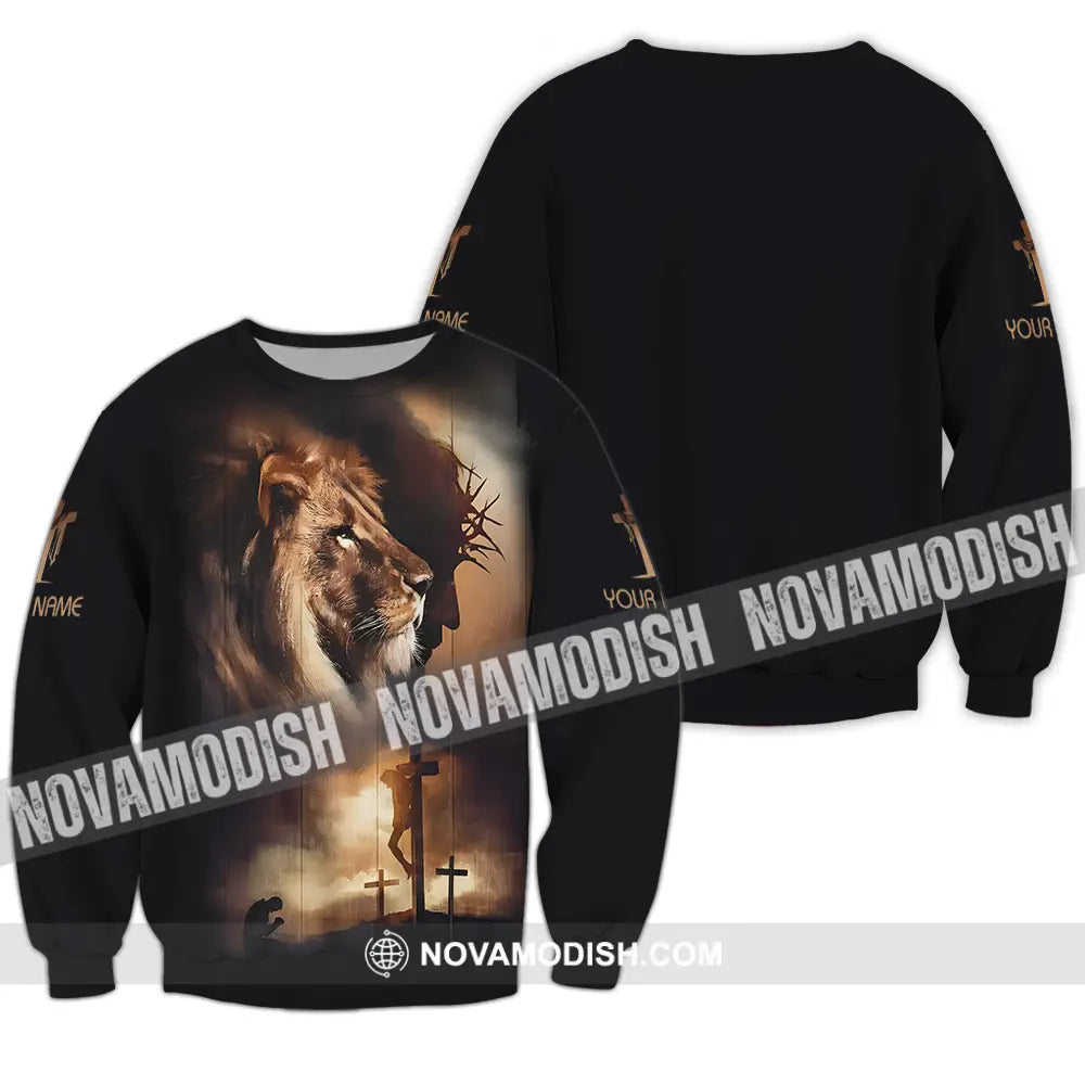 Unisex Shirt - Custom Name Shirt Lion Jesus Long Sleeve / S T-shirt